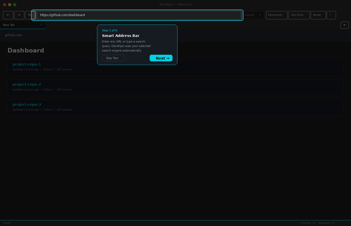 DevWipe Product Tour