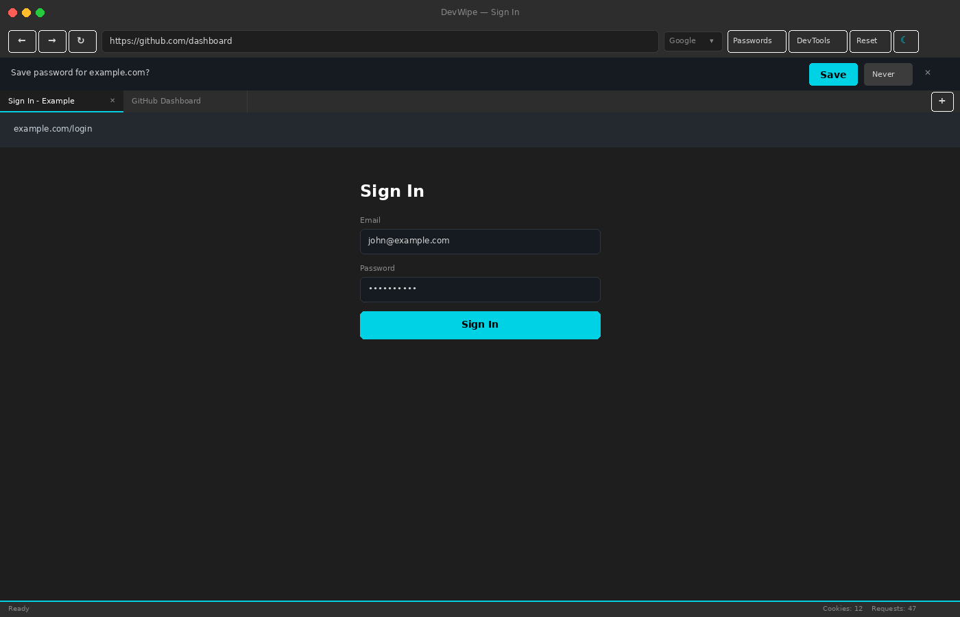 DevWipe Password Auto-Detection